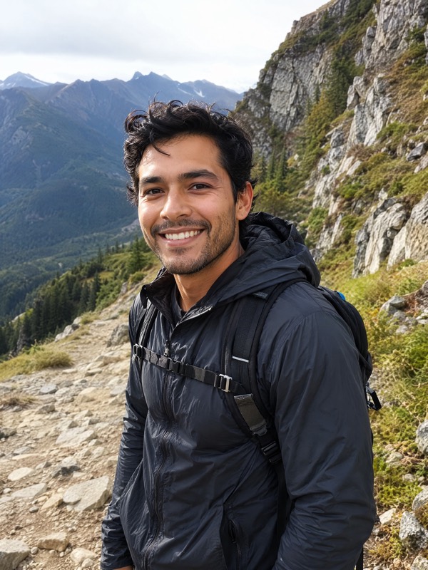 Natural dating profile portrait of a man hiking