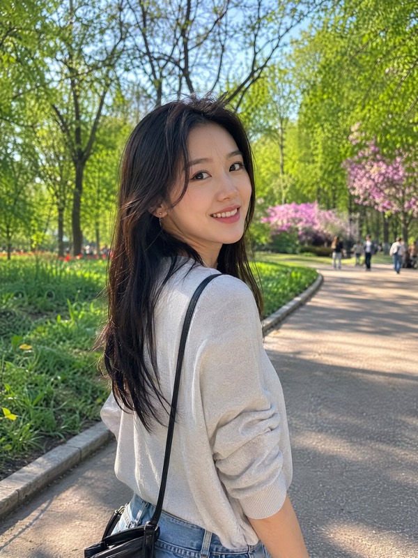 Natural dating profile portrait of a woman in a park